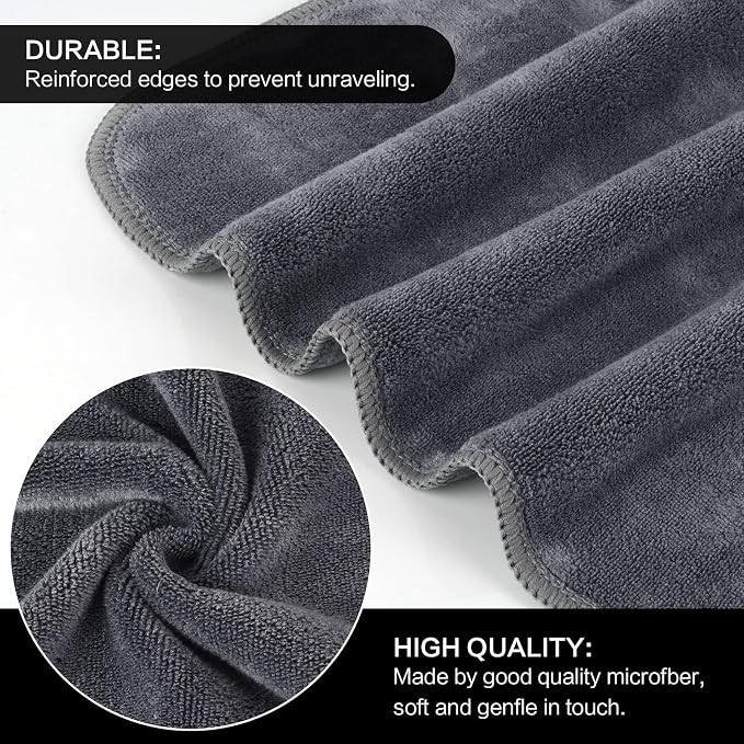 SINLAND Microfiber Facial Cloths Fast Drying Washcloth 12inch x 12inch Grey 6 - Image 3