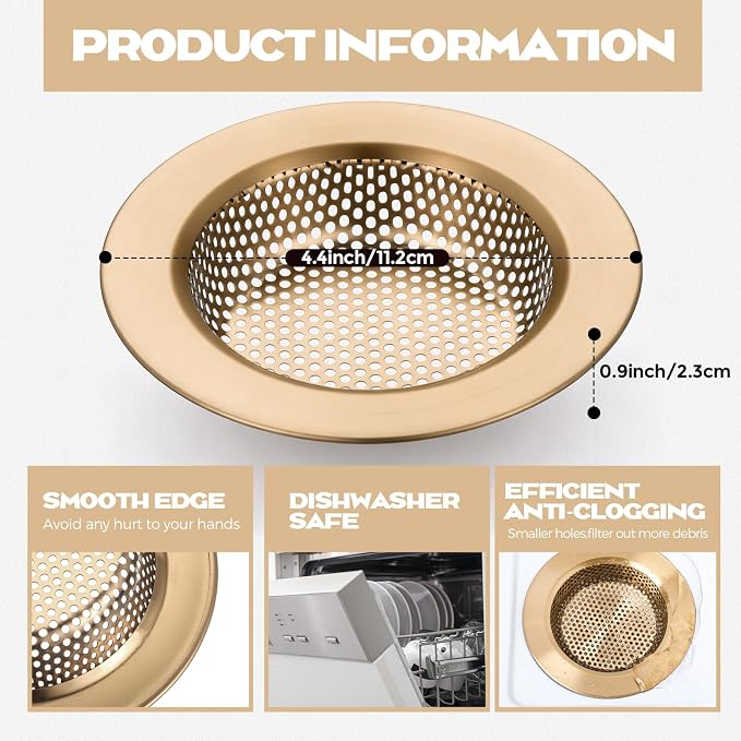 Retisee 2 Pcs Sink Strainer Stainless Steel Kitchen Sink Drain Strainer Basket - Image 3