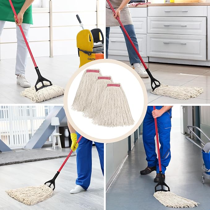 Matthew Cleaning 20oz 3Pack Cotton Floor Mop, Cotton Looped-Open String Heavy - Image 5