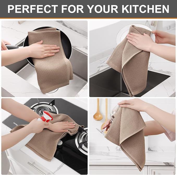 Kitinjoy 100% Cotton Waffle Weave Kitchen Hand Towels - Image 4