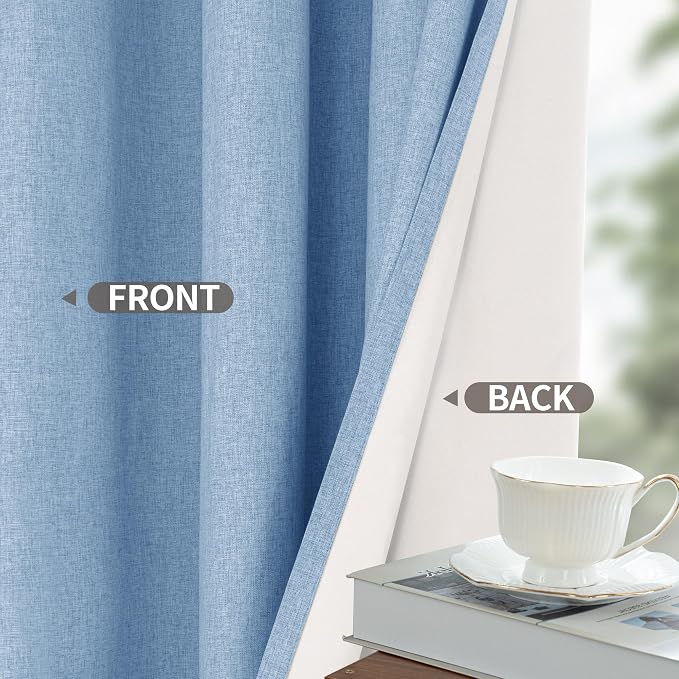 YoungsTex 68 Inch Length Linen 100% Blackout Curtains - Image 6