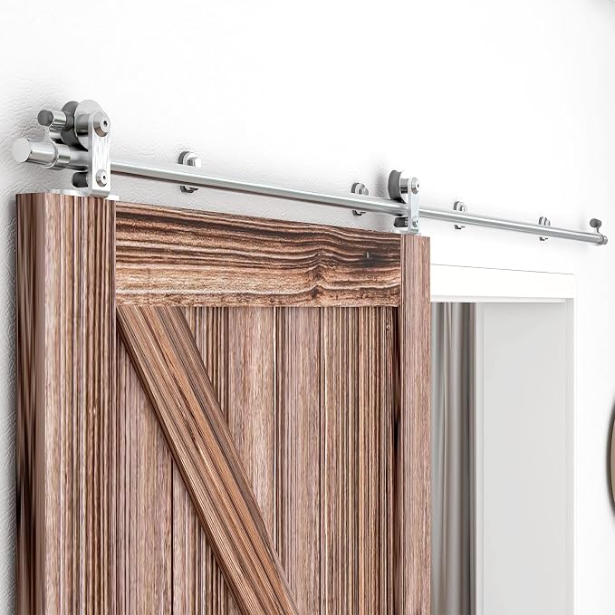 TSMST 7FT Sliding Barn Door Hardware Kit, Top Mount Stainless Steel Heavy Duty - Image 2