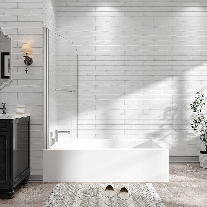 31"-32" W x 55" H Brushed Nickel Flexible 180° Pivot Shower Door Reversible - Image 4