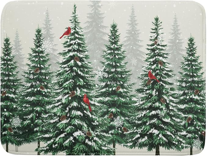 Winter Green Pine Tree Dish Drying Mat by Sweetshow