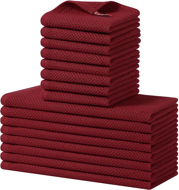 Homaxy 100% Cotton Kitchen Towels and Dishcloths Set, 12 x 12 Inches and 13 x by Homaxy