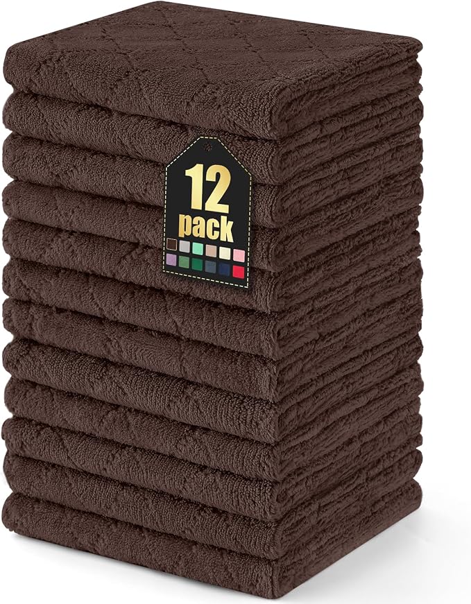 Homaxy 12 Pack Dish Towels for Kitchen, Super Soft and Absorbent Coral Velvet by Homaxy