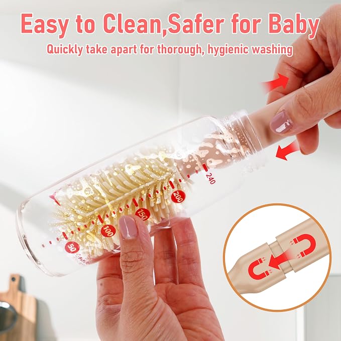 Baby Bottle Brush Set with Drying Rack, Portable Silicone Bottle Cleaner Kit - Image 2