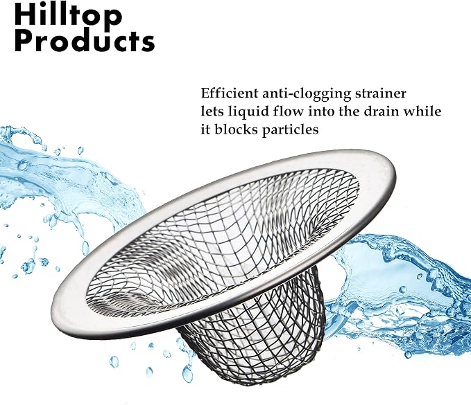 6 Pack - 2.125" Top / 1" Basket- Mesh Sink Drain Strainer Hair Catcher - Image 5