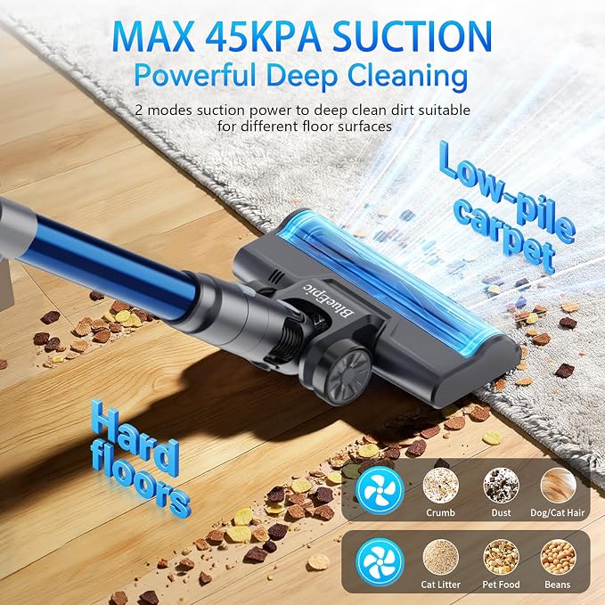BlueEpic Cordless Vacuum Cleaner, 45KPA 45Mins Rechargeable Vacuum Cordless - Image 2
