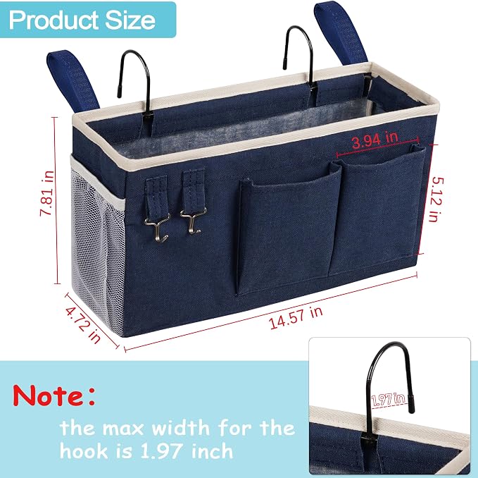Loghot Bedside Caddy/Bedside Storage Bag Hanging Organizer - Image 3