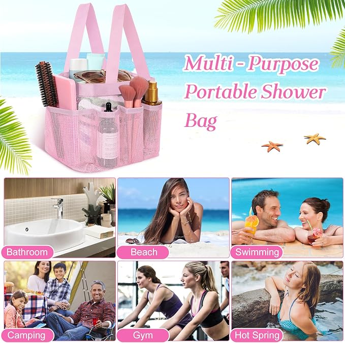 Hillban 4 Pcs Mesh Shower Caddy Portable Large Quick Dry Shower Caddy Basket - Image 6