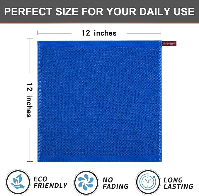 Kitinjoy 100% Cotton Kitchen Dish Cloths, 6 Pack Waffle Weave Ultra Soft - Image 5