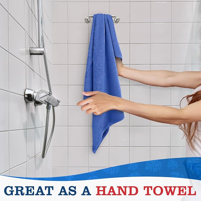 Huck Towels -12 Pack 24"x16.5" Cotton Blue Shop Towels - Image 9