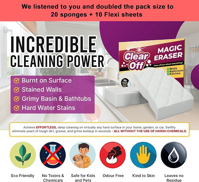 20 Pack Upgraded Magic Sponge Eraser Extra Large Super Powerful - Image 5