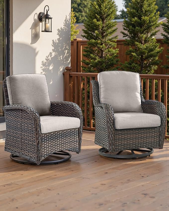 Pop 22x25/22x24 Outdoor Furniture Cushions Set of 6 - Comfortable Patio Chair Cushion for Rattan Wicker Dining Rocking Swivel Chairs Loveseat Couch L-Shape Sectional Sofa - Beige/Classic
