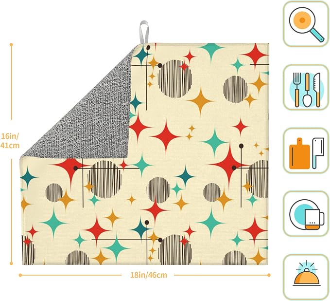 Mid Century Modern Atomic Retro Dish Drying Mat - Image 2