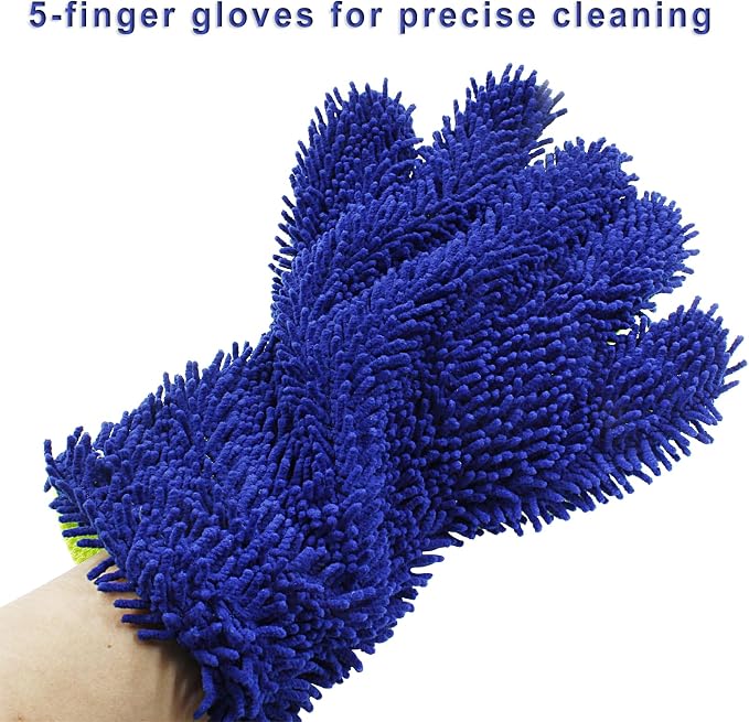 BokWin 2-Pack Car Wash Mitt Scratch Free, 5-Finger Microfiber Wash Mitts - Image 4