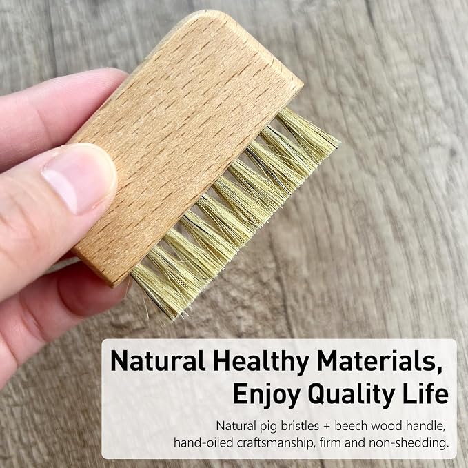 Natural Beech Wood Nail Brush Non-Slip Hand and Toenail Cleaning Brush Compact - Image 5