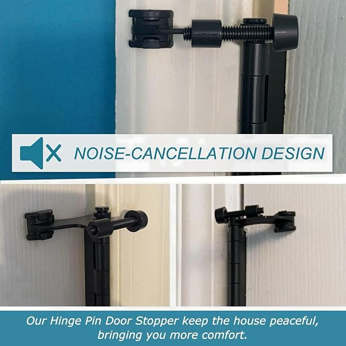 20 Pack Hinge Pin Black Door Stopper, Adjustable Heavy Duty Hinge Pin Door Stop - Image 3