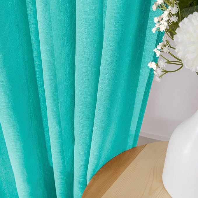 Tollpiz Sheer Tier Curtains Kitchen Linen Textured Half Curtain Sheers Light - Image 3