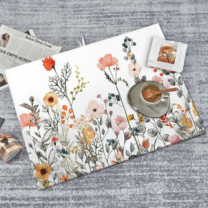 Colorful Wildflowers Dish Drying Mat 18x24 inches Microfiber Absorbent Fast Dry - Image 8