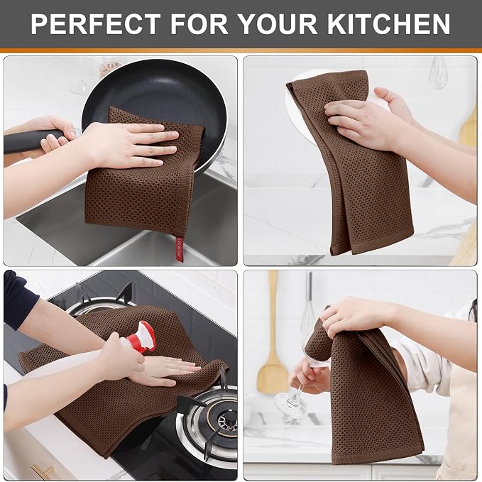 Kitinjoy 100% Cotton Waffle Weave Kitchen Hand Towels - Image 4