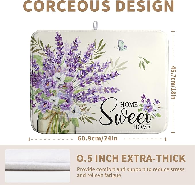 Spring Lavender Floral Dish Drying Mats Spring Summer Dish Mat Purple Flowers - Image 4