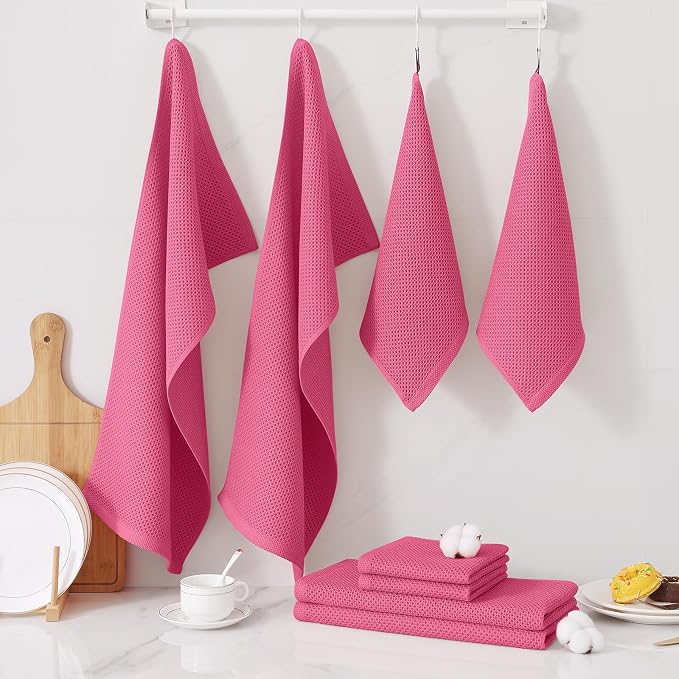 Homaxy 100% Cotton Kitchen Towels and Dishcloths Set, 12 x 12 Inches and 13 x - Image 7