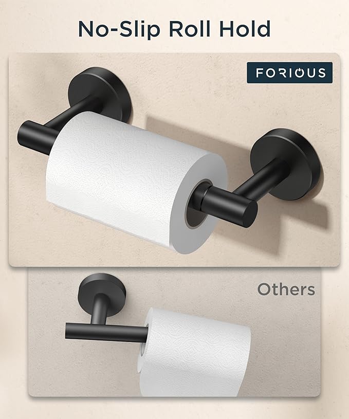 FORIOUS Toilet Paper Holder Wall Mount, Stainless Steel Rustproof Double Post - Image 6