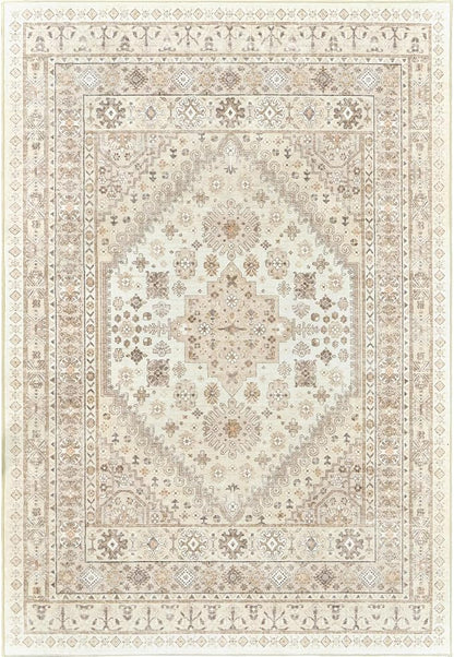zesthome 10x14 Area Rugs,Stain Resistant Washable Rug,Ultra-Thin Rugs for Living Room,Bedroom,Non-Slip Backing Home Decor Large Area Rug (Cream/Beige,10'x14')