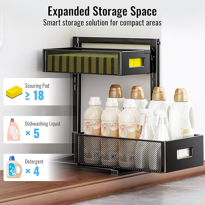 Under Sink Organizer, Silk-Smooth Metal Sliding Drawer Organizers and Storage - Image 6