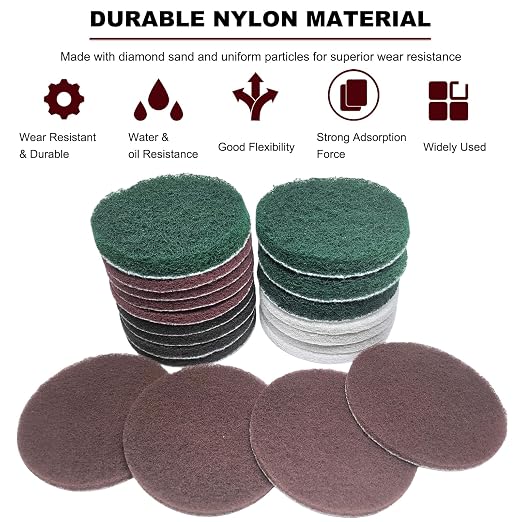 20 PCS 4 Inch 120-2000 Grit Hoop and Loop Scrubber Scouring Pads Drill Scuffing - Image 4
