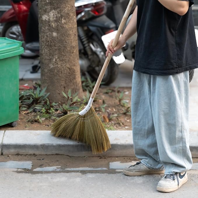 Natural Broom - Indoor Grass Broom - Long Handle Broomstick - Image 9