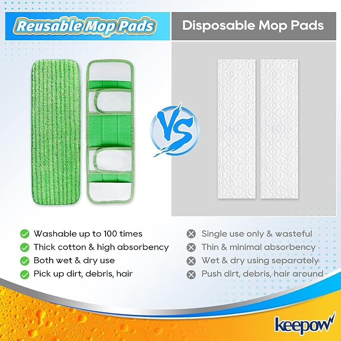 KEEPOW Microfiber Pads for Swiffer XL, Heavy Duty Dry Sweeping Cloths for - Image 3