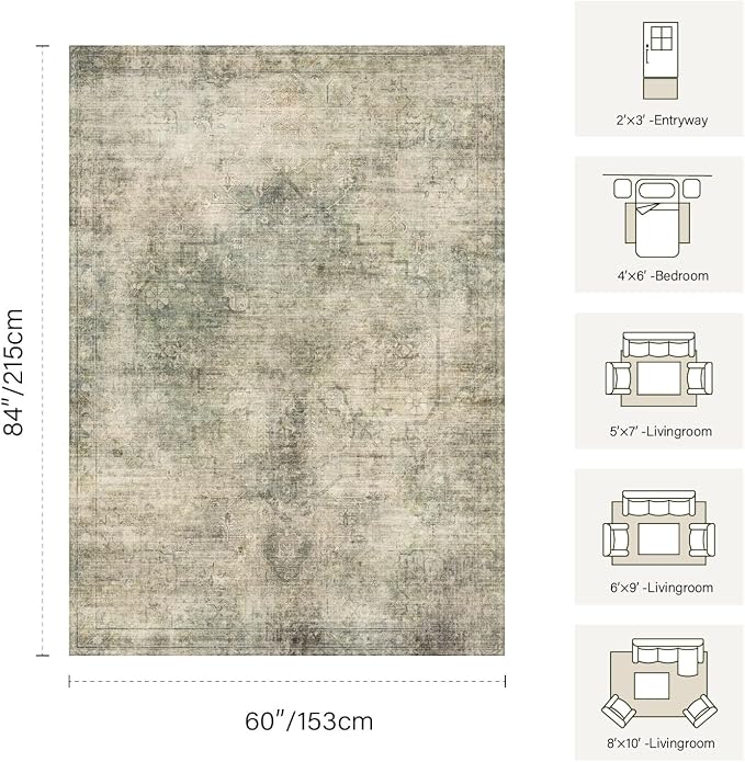 Vintage 2x3 Entryway Rug, Small Green Area Rugs - Image 2