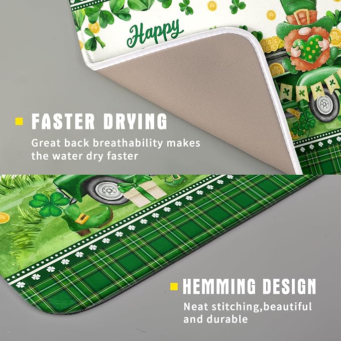 Shamrock Truck Dish Drying Mat Buffalo Check Dish Drainer Mat 16x18 inch - Image 3