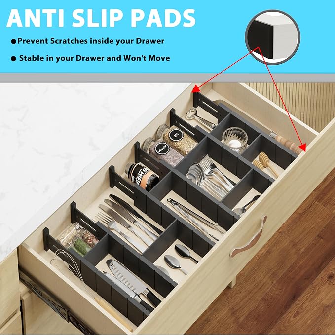 6 Pack Bamboo Drawer Dividers - Image 7