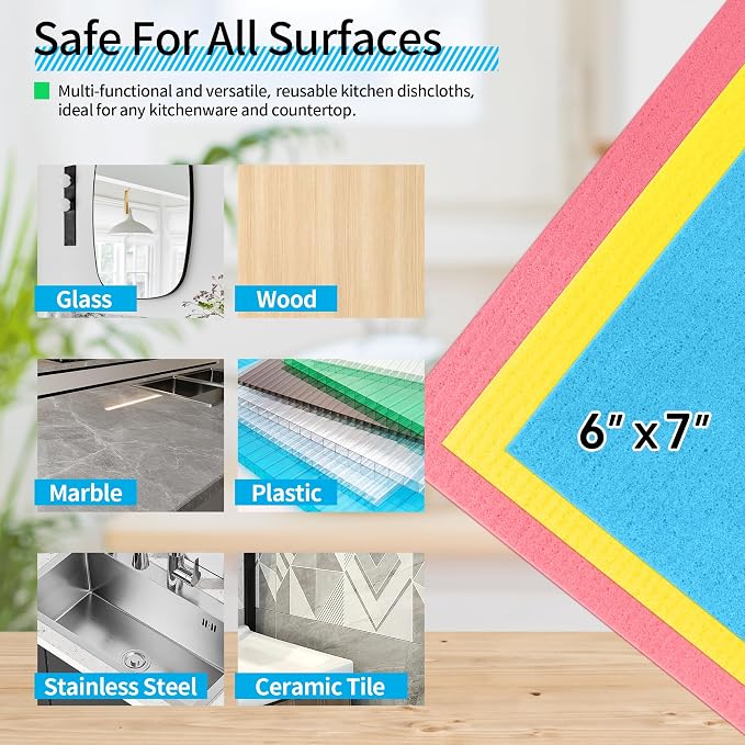 HOMERHYME Swedish Dishcloths for Kitchen 10 Pack, Absorbent Dish Towels for - Image 2