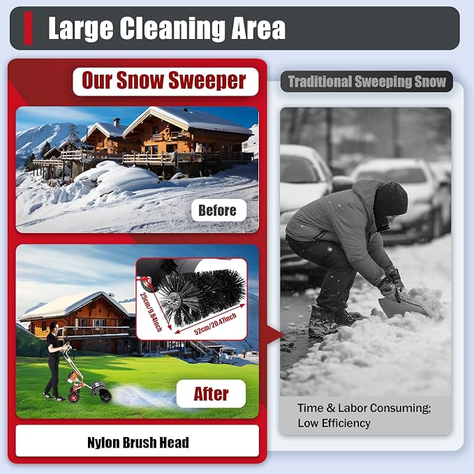 2.5HP 52CC Gas Power Handheld Sweeper, Driveway Turf Snow Broom Brush Cleaner - Image 8