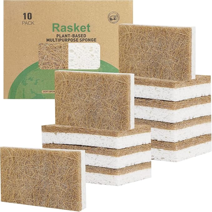 10 Pack Biodegradable Natural Sponges Kitchen by Unknown