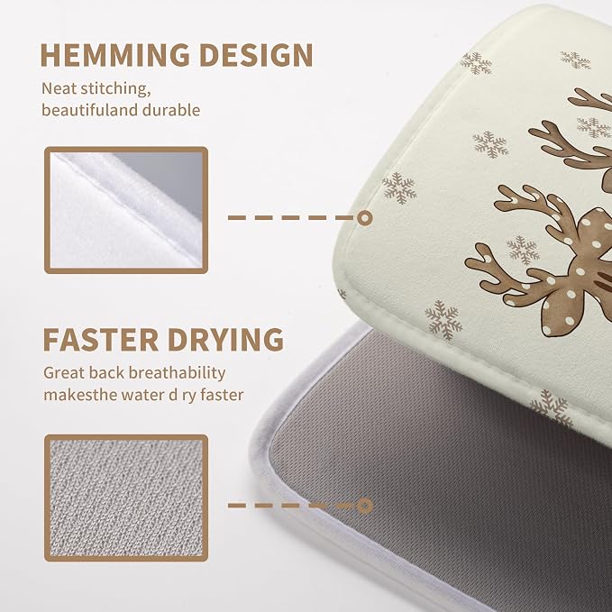 Christmas Reindeer Snowflakes Dish Drying Mat - Image 5