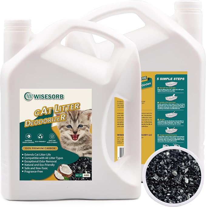 Cat Litter Deodorizer - 4Lb Activated Carbon Litter Box Odor Eliminator by Wisesorb