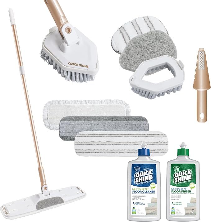 Quick Shine Ultimate Gold Clean + Polish Mop Kit | All-in-One 11 Pc Kit by QuickShine%7CSmartLivingCleanSolutions