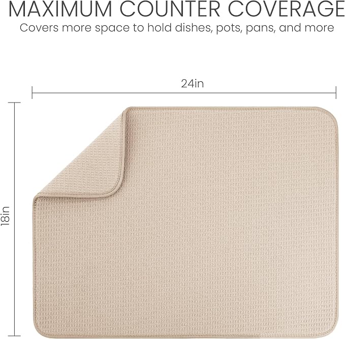 Bellemain XXL Dish Mat 24" x 17" Microfiber Dish Drying Mat, Super absorbent - Image 2