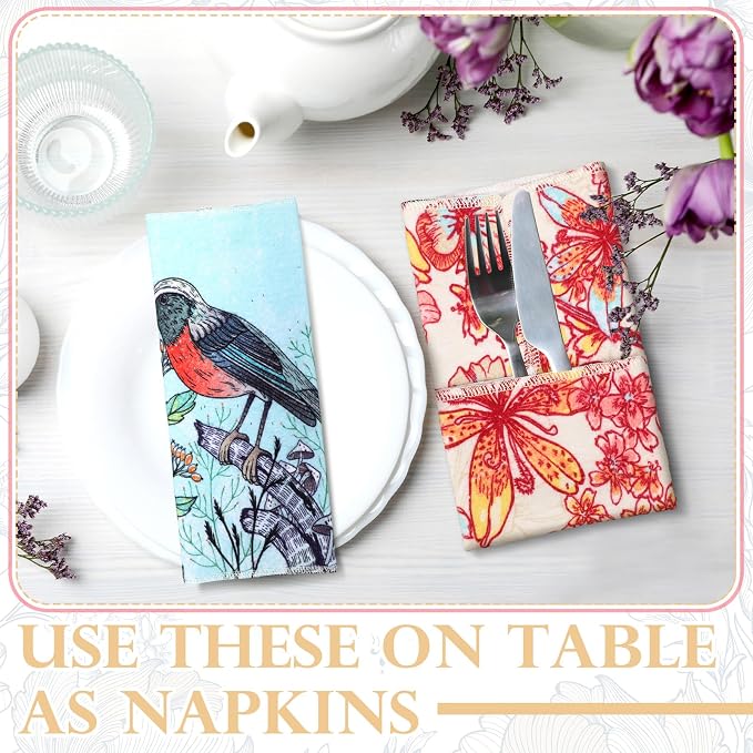 36 Pack Bird Reusable Cleaning Cloths Washable Cotton Kitchen Towels - Image 3