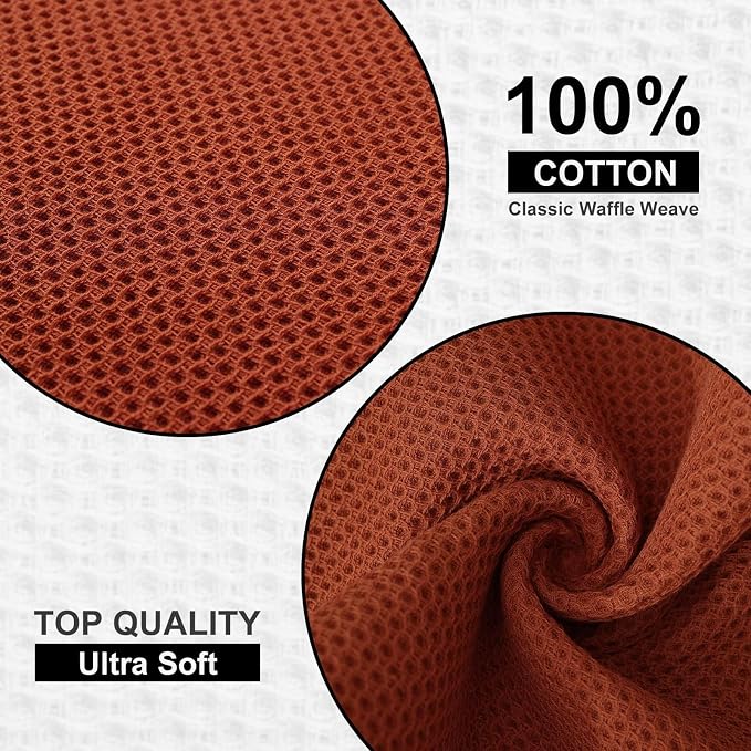 Kitinjoy 100% Cotton Kitchen Dish Cloths, 8 Pack Waffle Weave Ultra Soft - Image 2