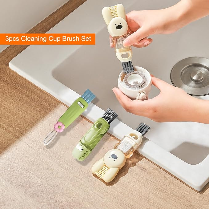 4 in 1 Cup Lid Cleaning Brush, 3 in 1 Bottle Brush, Cup Crevice Cleaning Tools - Image 3