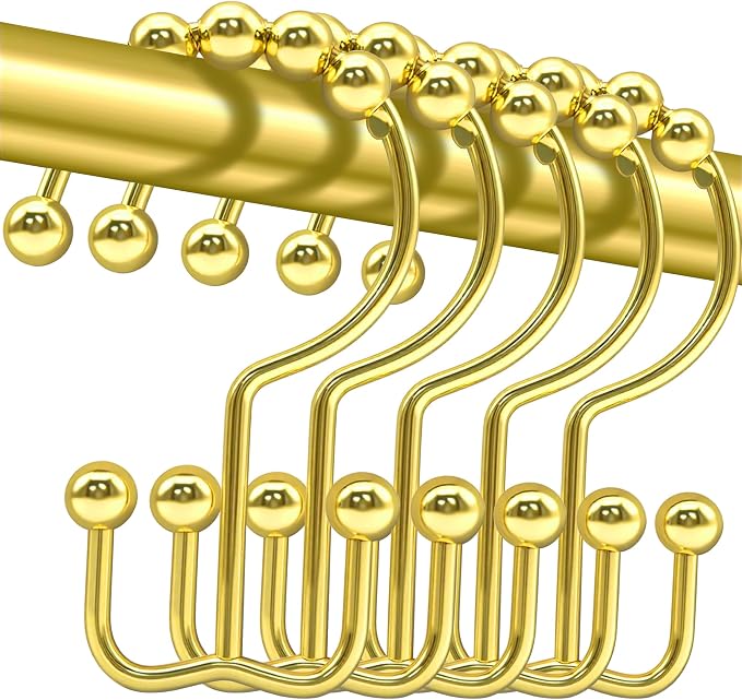 Shower Curtain Hooks, Free Sliding Double Shower Hooks by Cerpourt