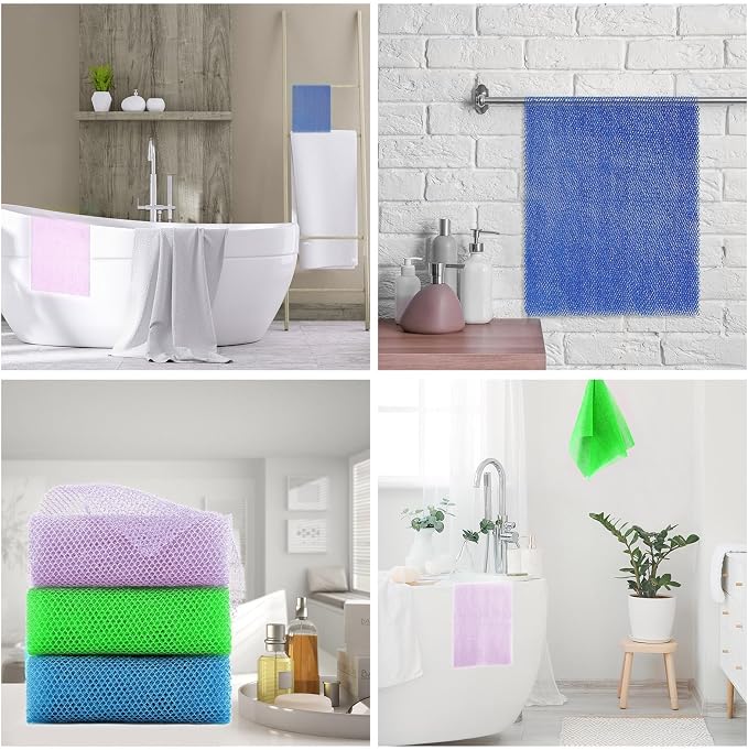 UJFQBH 3 Pieces African exfoliating net African Net Long Net Bath Sponge - Image 7