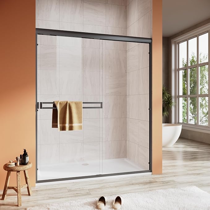 Shower Door 56-60 in. W x 72 in. H, UCALAFEE Semi-Frameless Double Sliding - Image 8